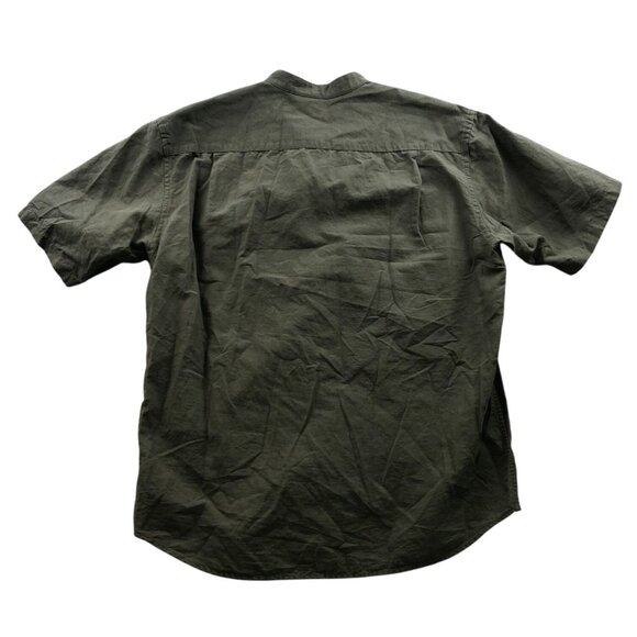 Uniqlo Men's Shirt Small Short Sleeve Cotton Linen Blend Green Button Up Casual - Picture 2 of 13